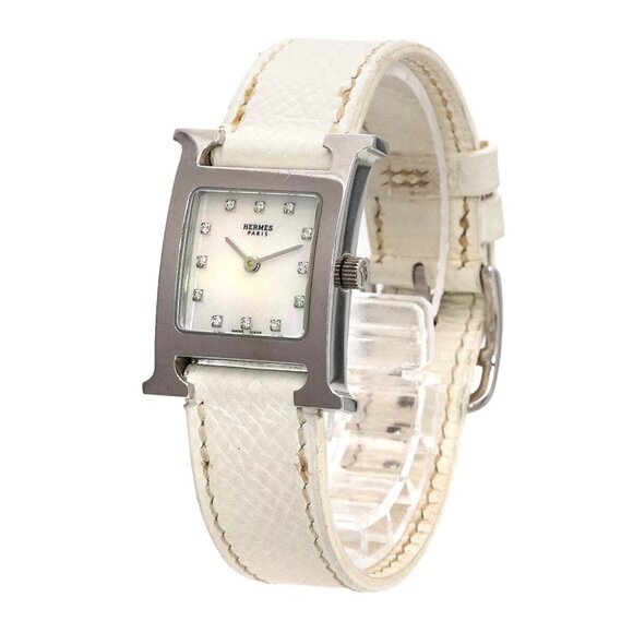 HERMES H Watch HH1 210 White Shell Dial 12P Diamond Quartz 90279684 - Picture 7 of 8